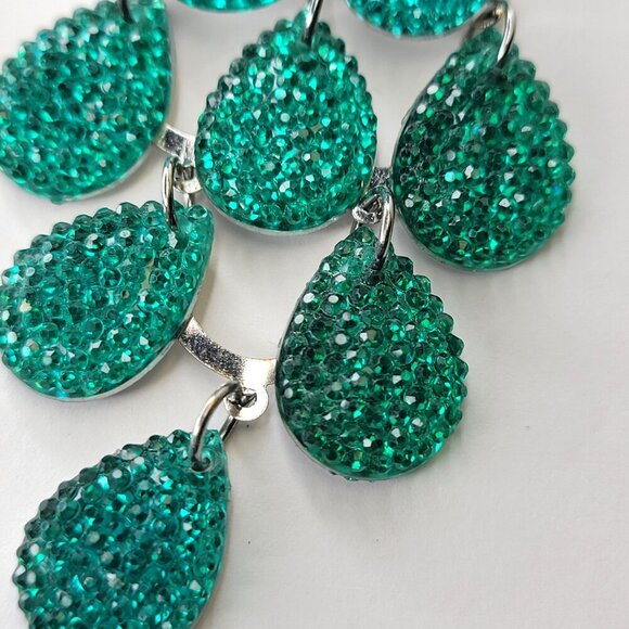 Aqua Green Dangling Long Earrings Light Chandelier Earrings - Picture 3 of 4